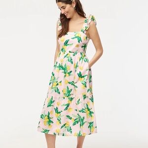 J. Crew Squareneck midi Dress in palm tree